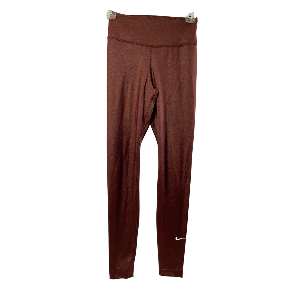 Nike Dri Fit Womens Leggings XS Brown Metallic Shiny Athletic Workout Pants‎